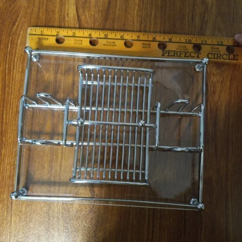 Vintage Makeup Organizer Vanity Tray Silver Tone